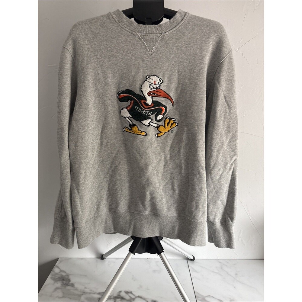 Hillflint Univ of Miami Hurricanes Sweatshirt XXL Gray Chenille Sebastian Ibis